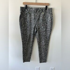 Michael Kors Black and White Patterned Ponte Pants Size XL